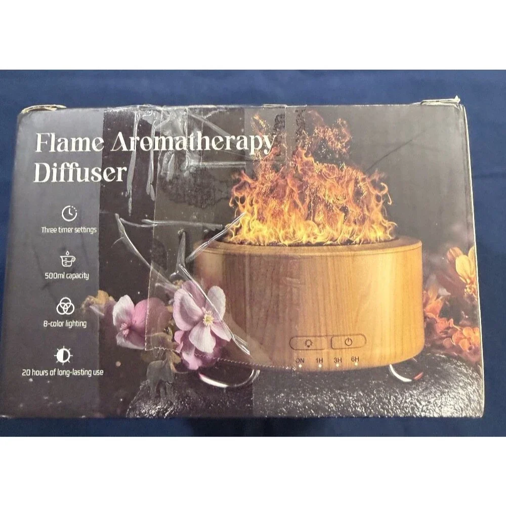 Essential Oil Diffuser for Home: 500ML Aroma Diffuser with Fireplace Flame Light